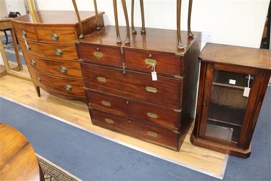 A military Victorian mahogany chest (no feet) W.96cm